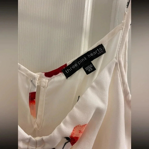 White floral above knee spaghetti strap Extra Small Dress - Picture 4 of 4